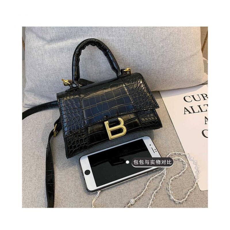 Henkeltasche Damen Alligator PU-Leder Sanduhr Handtasche Metall Schulter Messenger Bag