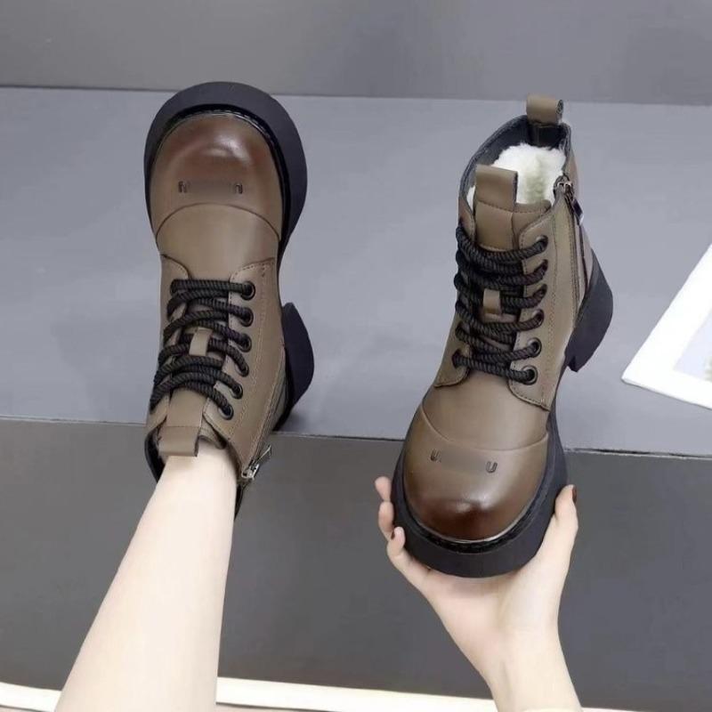 

Зимние плюшевые теплые ботинки женские морозостойкие утолщенные ботинки Мартина большие хлопковые зимние ботинки плюшевые толстоподошвенные нескользящие короткие ботинки 40