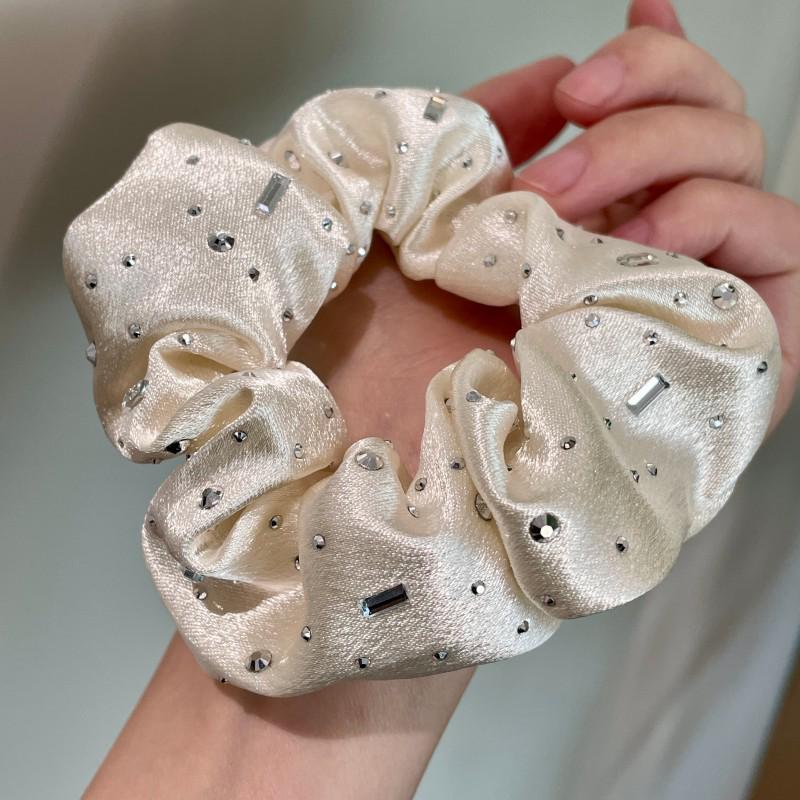 Luxurious Korean-Style Rhinestone Hair Tie with Imitation Silk Ribbon, Starry Headband, and Hair Bun Accessory