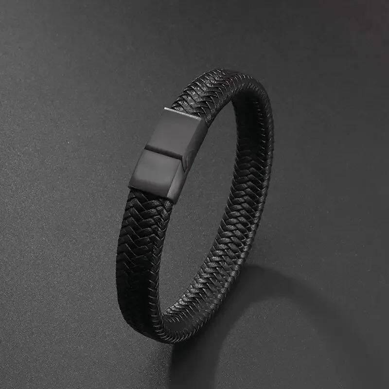 Pánské náramky Vintage tkané PU kožené lanové magnetické náramky Vysoce kvalitní elegantní dárky ozdoby