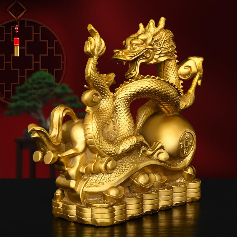 Brass Dragon Horse Spirit Chinese Dragon Ornament Copper Horse Crafted Home Decor for Living Room Gift