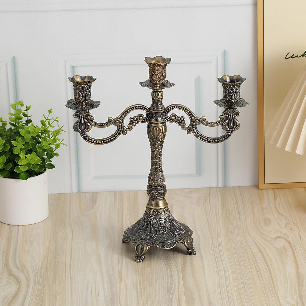 5 Arm Metal Candelabra Vintage Zinc Alloy Candle Holder for Wedding Dining Table Fireplace Wedding Party Home Decoration