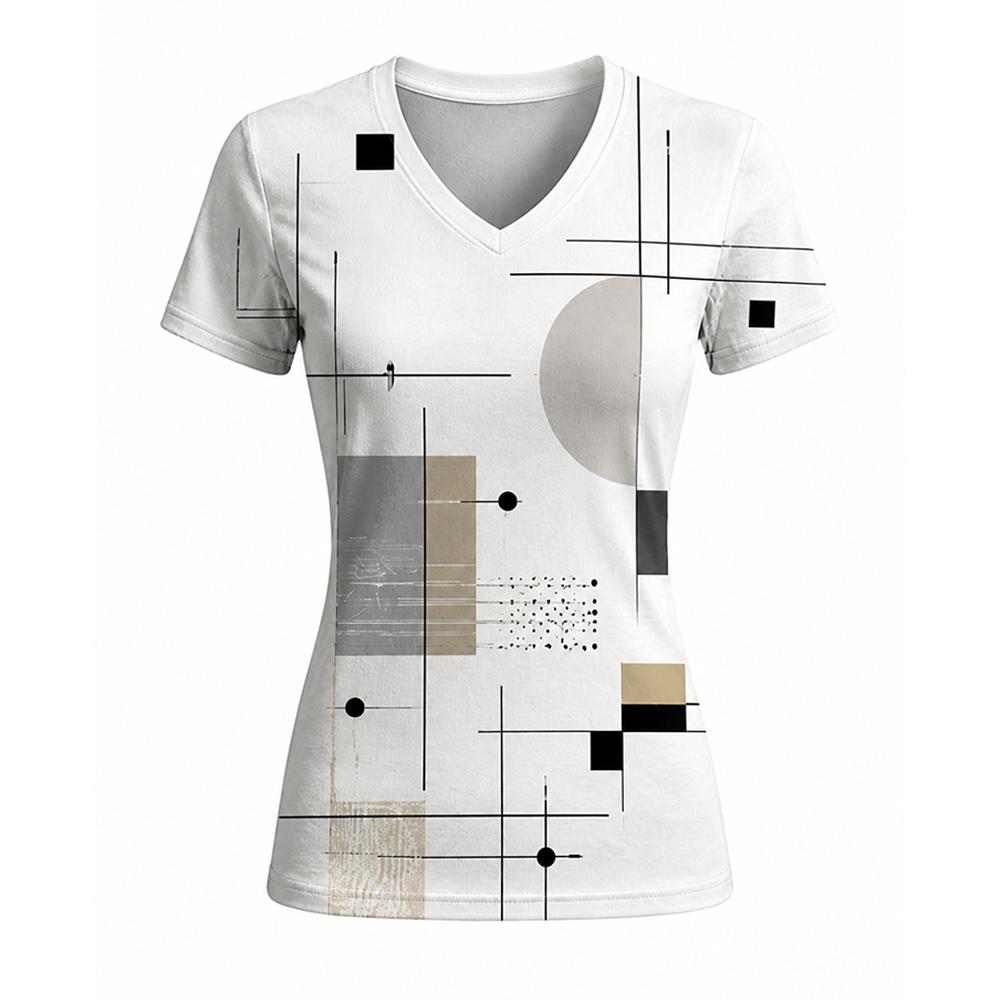Women's Geometric Abstract Print V-Neck T Shirt Daily Casual