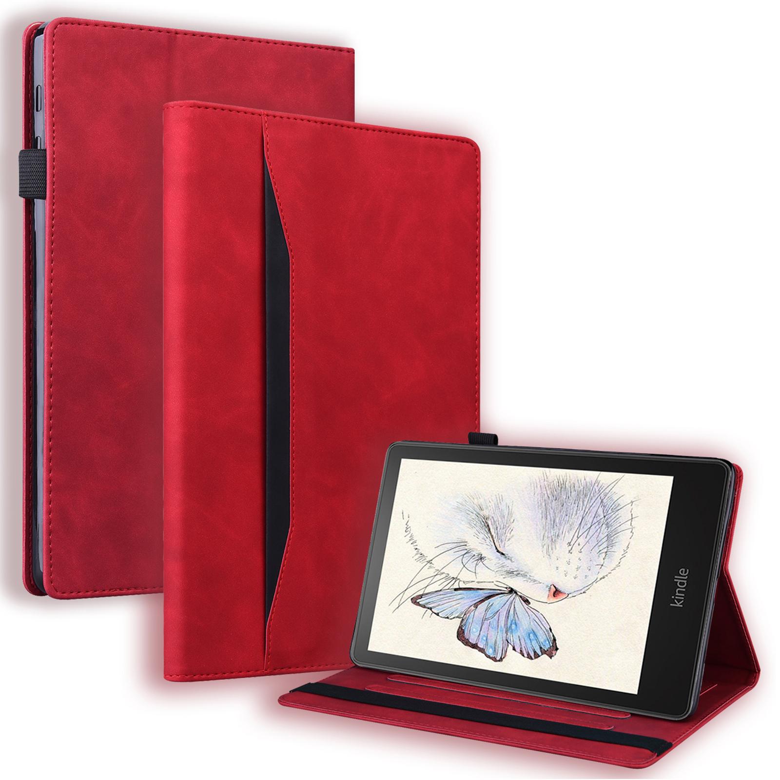 

Для Amazon Kindle Paperwhite (2024) Чехол из искусственной кожи, защитный чехол-книжка для планшета с держателем для карт Red