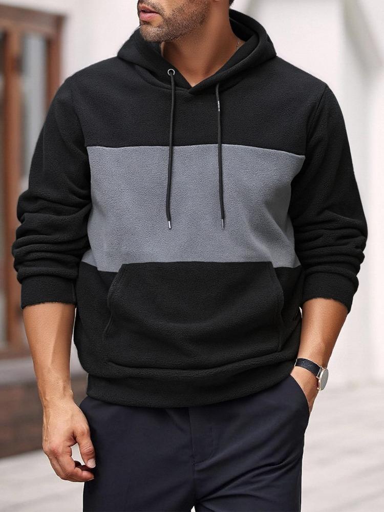 Autumn Winter Men's Fashionable Colour Blocking Sweater Outdoor Casual Sports Hooded  Moisture Wicking Comfortable Skin-friendly Breathable Tops
