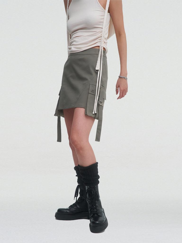 TUOMIO Micro Mini Cargo Skirt [Khaki]