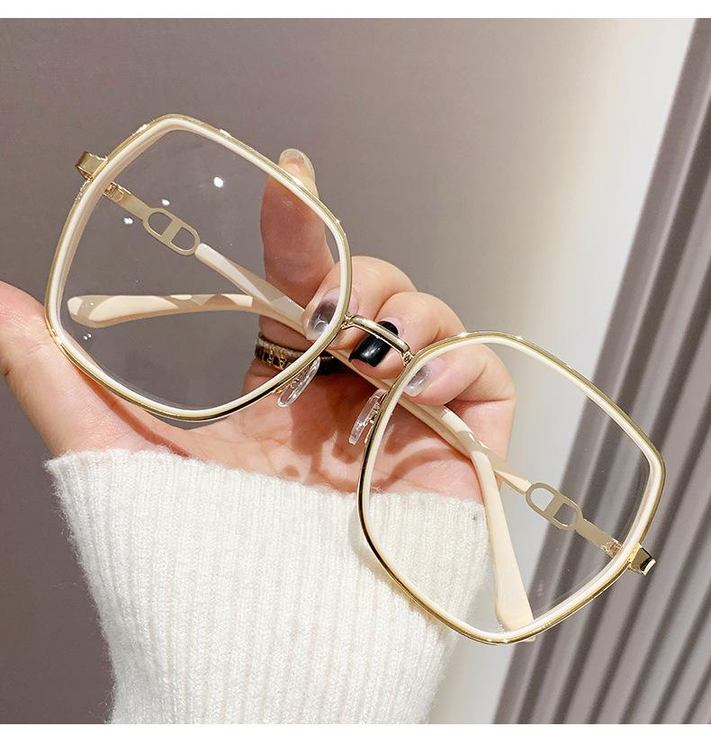 

Anti Blue Light Women s Eyeglasses Large Glasses Frame Metal Material Eyeglass Legs Sturdy Hinge Shiny Flat Eyeglasses