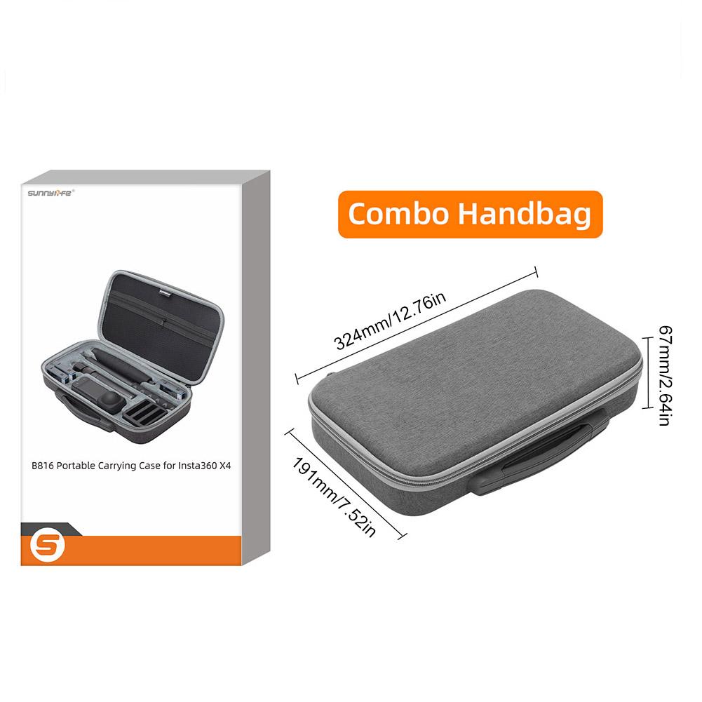 For Insta360 X4 Large Tote Case with Handle & Pocket Hard Shell Bag Travel Case Carry Case Fits Invisible Selfie Stick Batteries