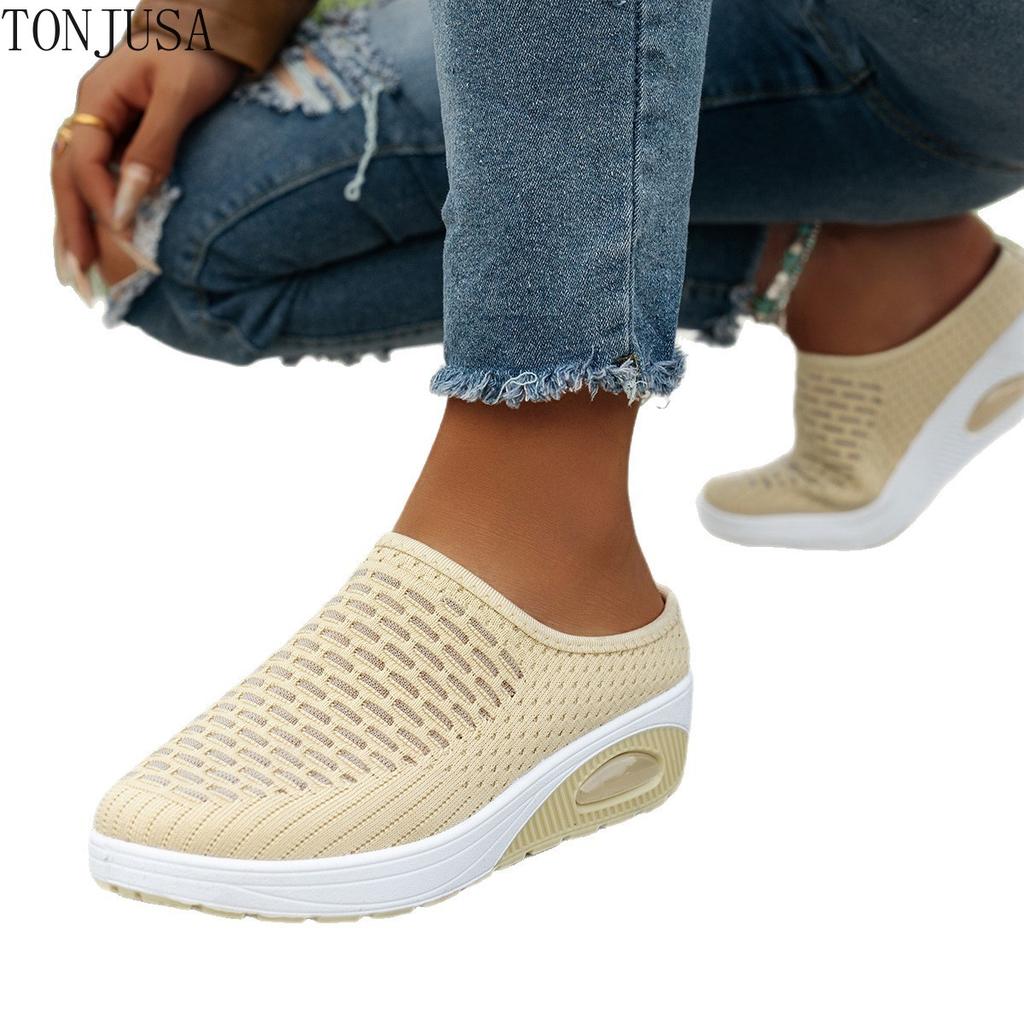 Ladies Thick-soled Cool Slippers Soft-soled Non-slip One-pedal Beach Sandals Large-size Shoes