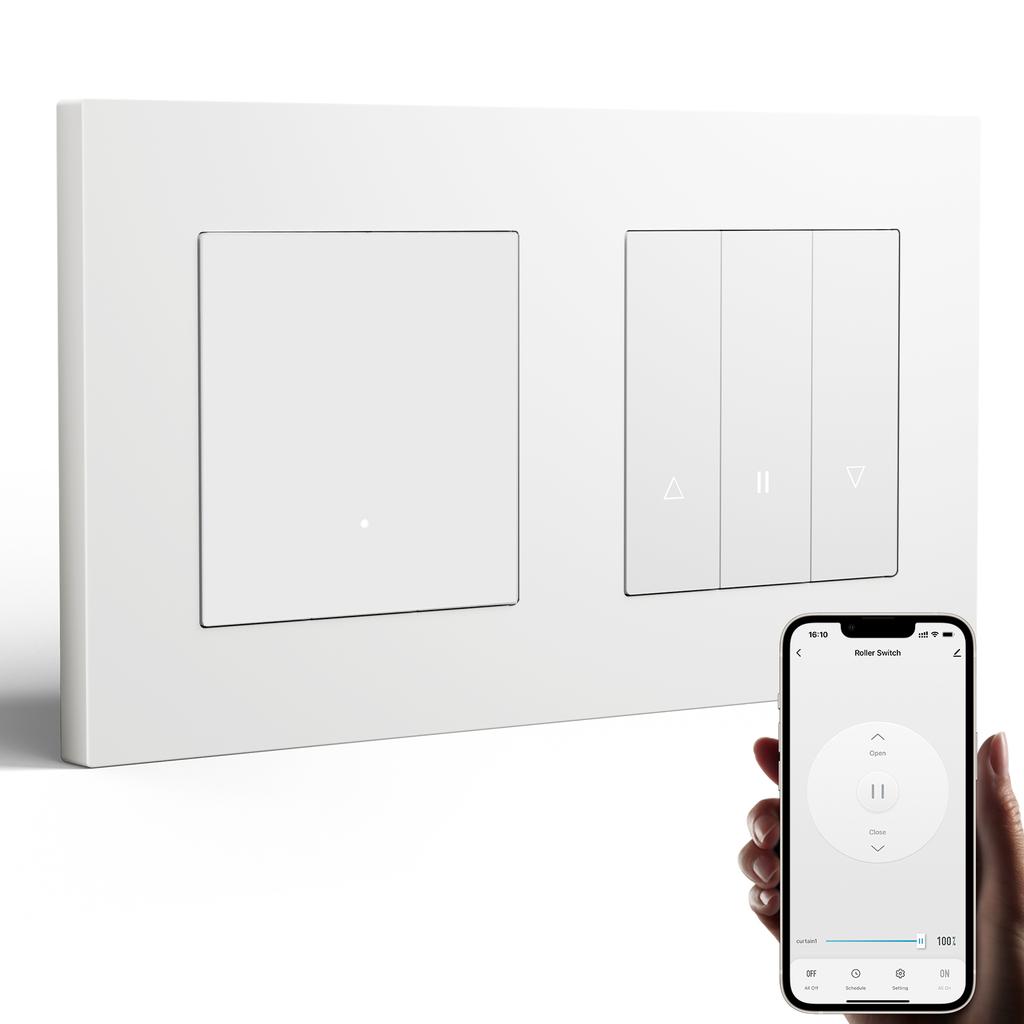 BSEED Zigbee Shutter Switch Series Wall Smart Click Switches Yellow Backlight Plastic Frame Tuya APP Roller Switch
