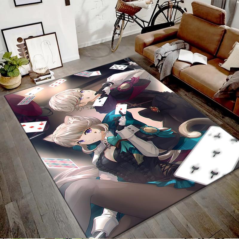 1pc Genshin Impact Lyney Lynette Design Printed Area Rug Carpet for Bedroom Living Room Home Decor Rugs Mat Non Slip Mat Rug for Bedside