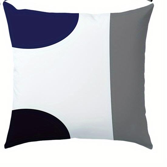 

1pcs Blue Pillow Sofa Navy Blue Black Grey White Silver Bohemian Style Decorative Pillowcase Abstract Geometry Modern 16x16Inch