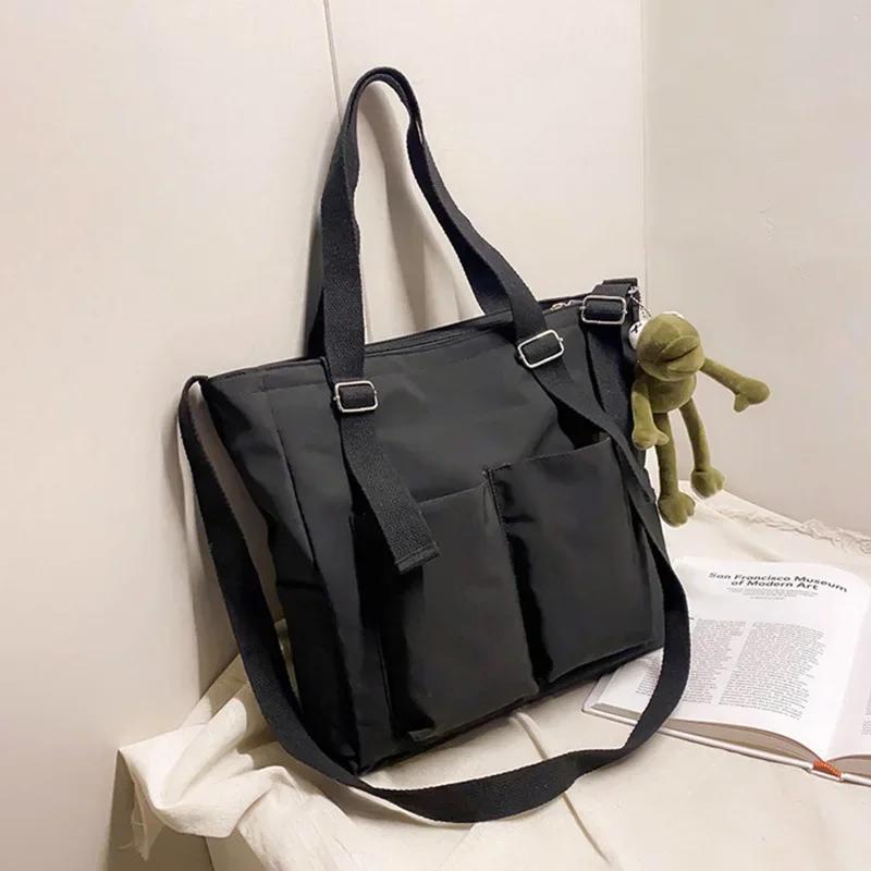 Spring New Ladies Shopping Bag Simple Fashion Handbag 2026 Nylon Waterproof Solid Color Messenger Large Capacity Shoulder Bag