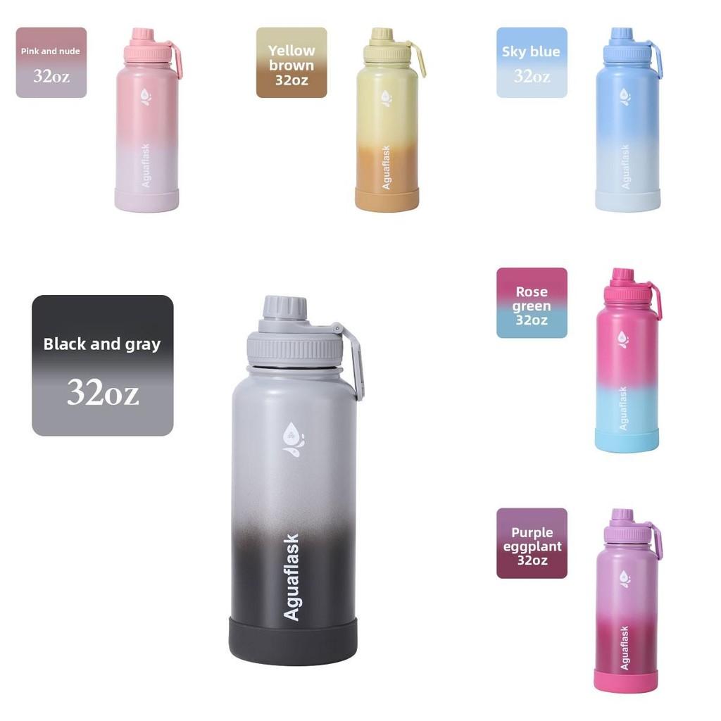 Large Capacity Gradient Color Insulated Cup With Letter Print Design Outdoor For