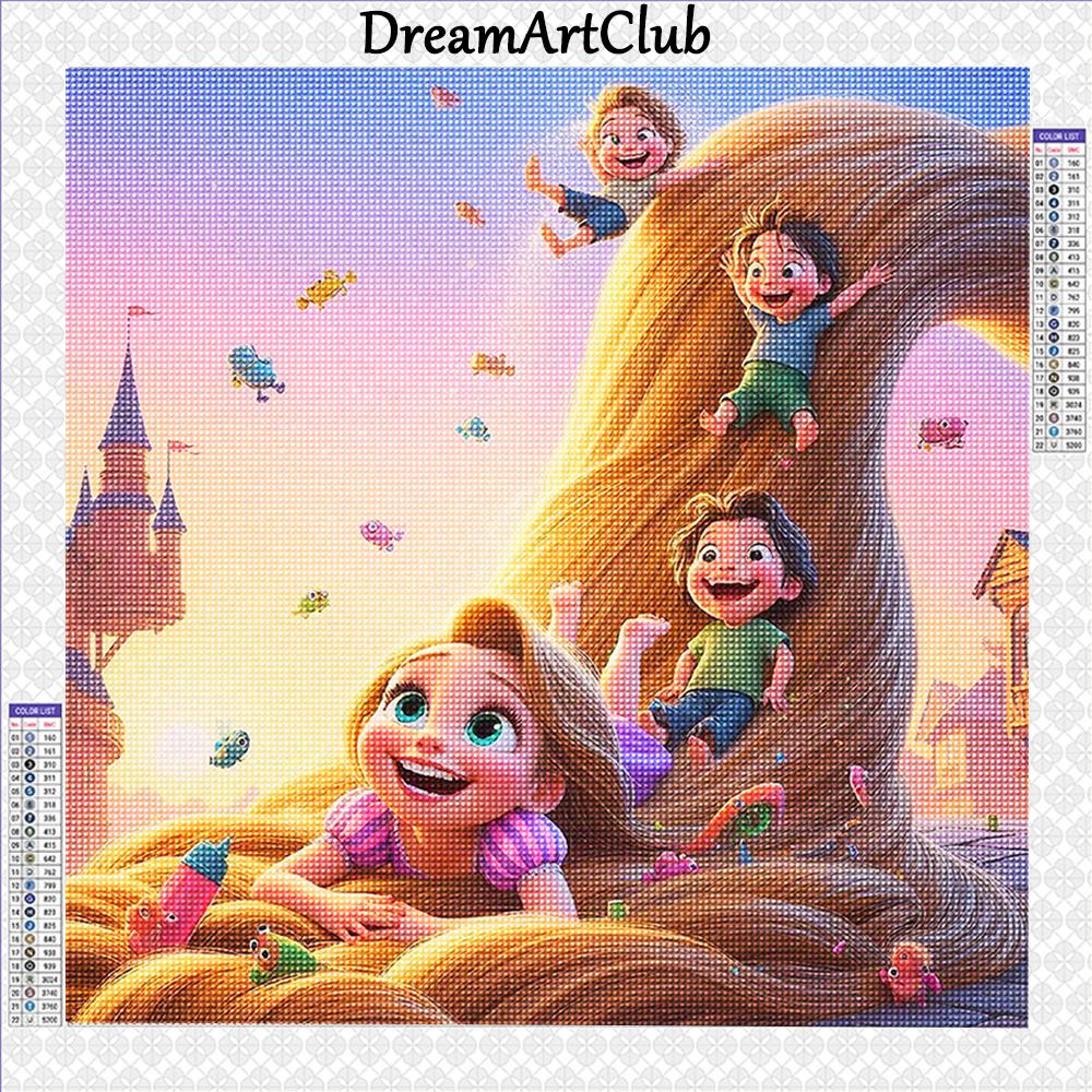 Tangled Diamond Painting Rapunzel Full Round Drill Mosaic Cartoon Cross Stitch Embroidery Princess Wall Art