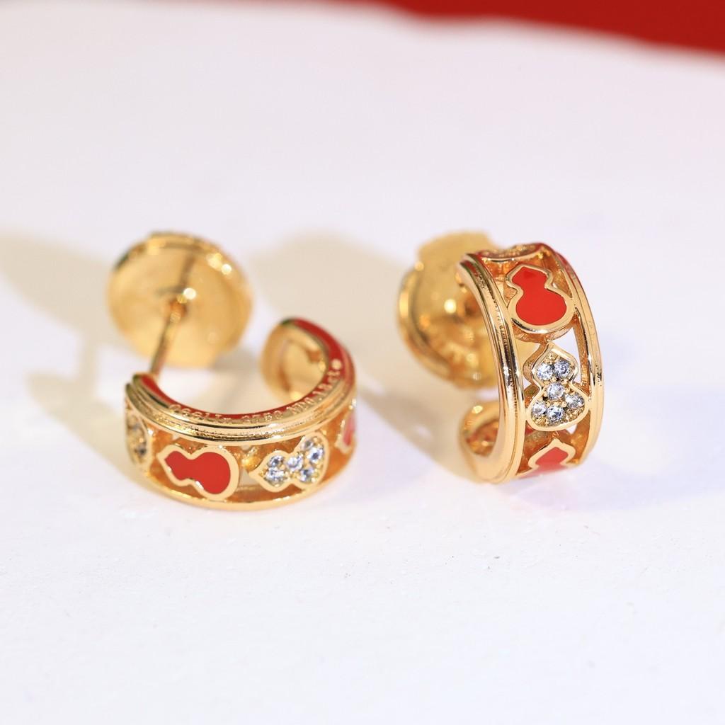 

S925 Silver Needle Premium Customization Wulu Big Gourd Earrings Earrings Earrings and Earrings, Lucky Gourd