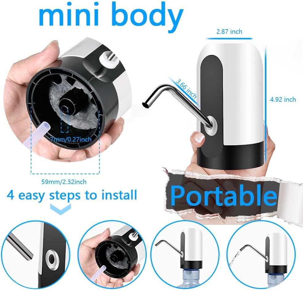 USB Automatic Water Dispenser Pump Rechargeable Electric Water Bottle Pump Portable Drink Water Switch for 2-5 Gallon Bottle
