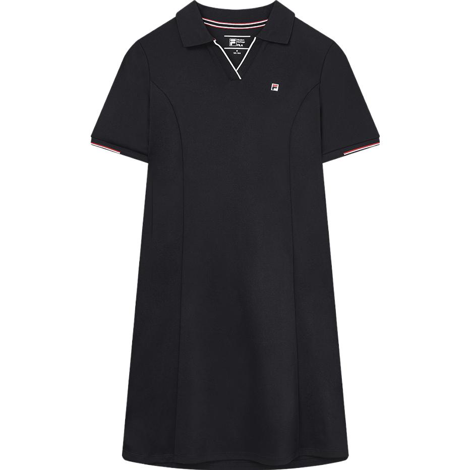 

FILA Logo Casual Fashion Versatile Knitted Commuter Simple Mid-Length Mid-Waist Pullover V-Neck Short Sleeve Dress Women dresses F11W331301FNV S
