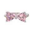 Lovely Princess Pink Ring Adjustable Bowknot Ring Sweet Ins Style Diamond Ring Jewelry For Women Birthday Party Gift Accessories