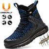 Flying Woven Labor Insurance Shoes, Light and Breathable, Fashionable Steel Bag Head Work Shoes, Four Seasons Anti-smashing and Anti-piercing High Top
