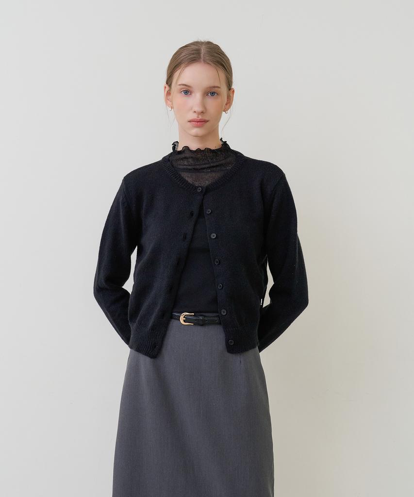 BIBYSEOB Mock Neck See-Through Turtleneck Black [T61]