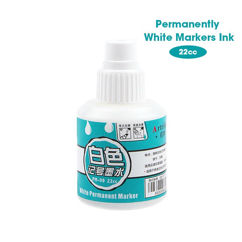 1 Box 22cc White Markers Ink Oil-Based Waterproof Non-Erasable Non-Fading Special Refiller Fluids for White Paint Pens