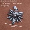 Stainless Steel Wizard 3 Wolf Head Pendant Retro Style Geralt of Rivia Men's Necklace Popular Medieval Witcher Jewelry