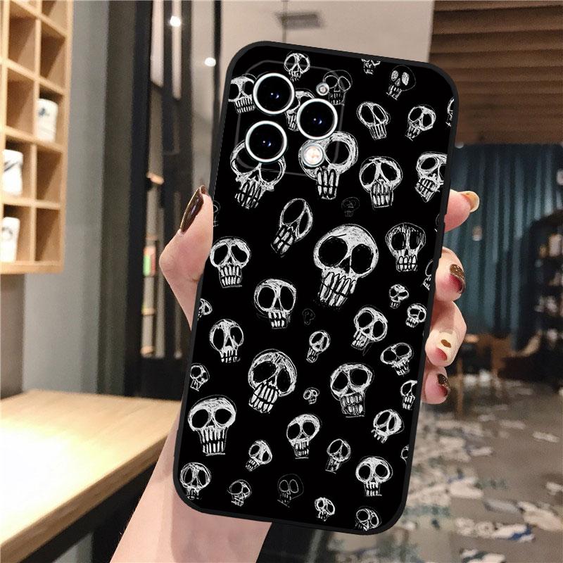 Phone Case Carcasa Funda For iPhone 17 Pro Max Air 16 15 14 13 Pro Max 15 16 Pro 15Plus Skull Case
