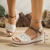 Fashion Women Sandals Plus Size Wedges Bohemian Casual Platform Shoes Thick Bottom Sandals Woman Embroidery Lightweight Rome Sandals