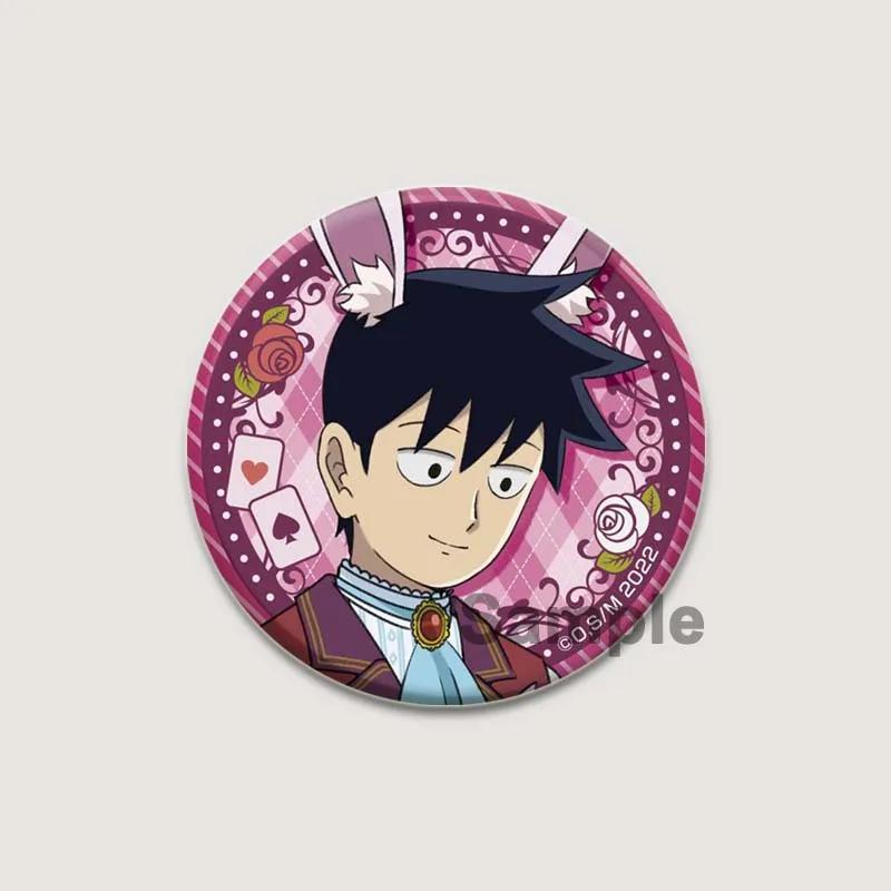32/44/58mm Japanese Anime Mob Psycho 100 Badges On Backpack Accessories Lapel Pins Cartoon Brooches for Clothes Bag Decor Fans Gifts