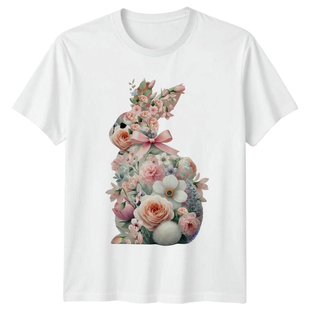 Pastel Floral Bunny Unisexs TShirt Spring Easter Gift For Her S