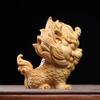 Miniature Statue Wooden Carving Auspicious Beast Qilin Ornament Office Accessories  Home Decoration Gift Collection Souvenirs