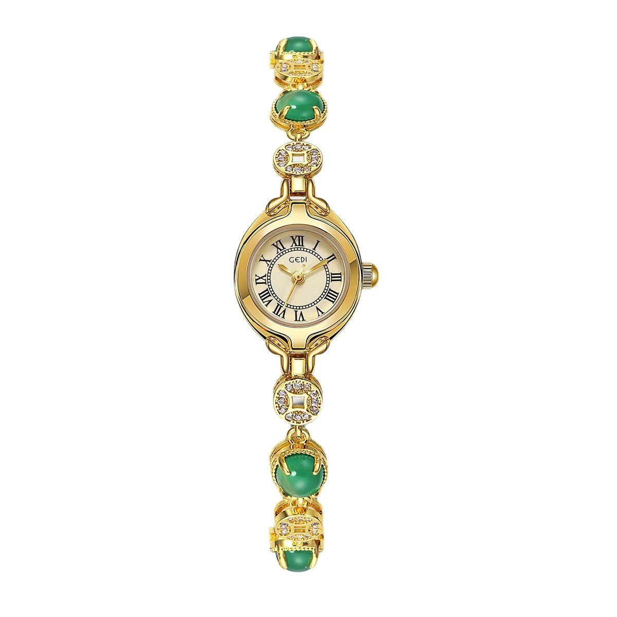 Niche High-End Jade Watch Chinese Wind Copper Coin With Alloy Watch Women S Retro Waterproof Quartz Watch