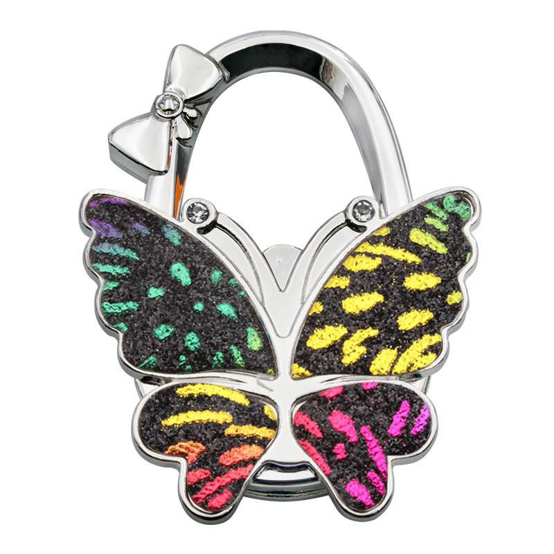 Large Matte Butterfly Hanging Bag Hook - Foldable Women's Bag Buckle & Portable Table Edge Hook for Luggage Accessories.