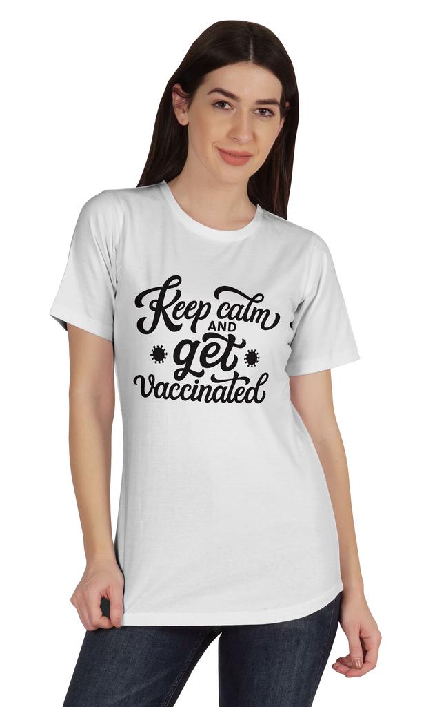 Inkmeso Keep Calm And Get Vaccinated Funny Pro Vaccine Crew Neck T-shirt For