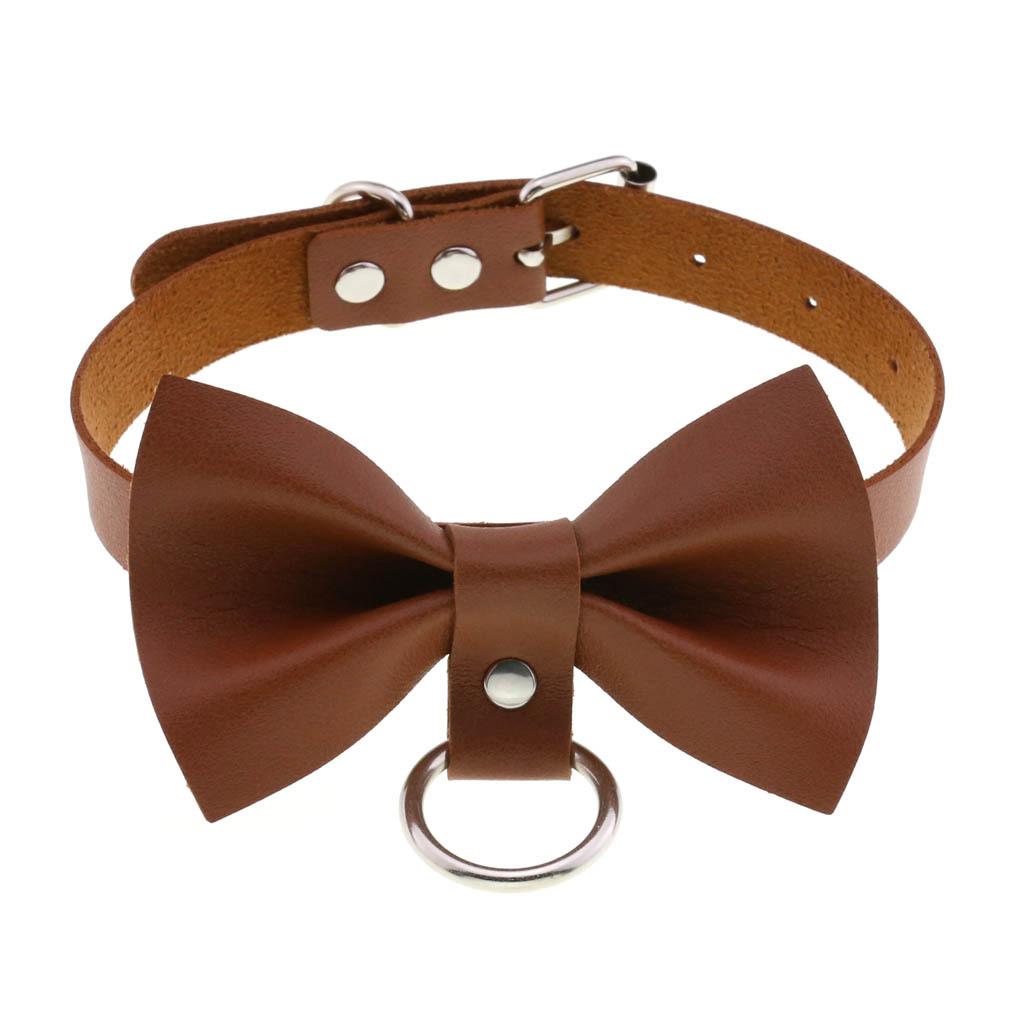 DIEZI Sexy Lignt Brown PU Leather Necklace Women Men New Harajuku Gothic Vintage Heart Chain Choker Statement Necklace Jewelry