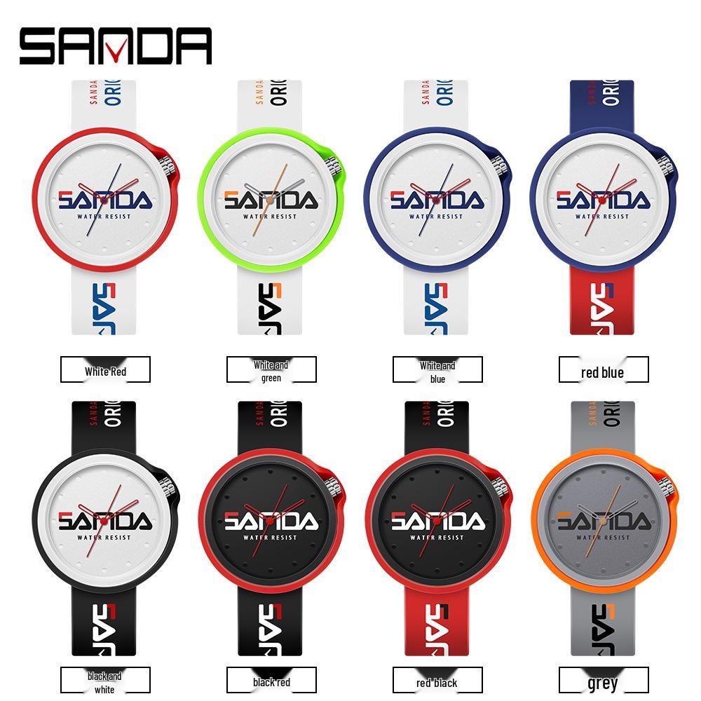 Sanda Stylish Korean-Style Waterproof Watch with Detachable Silicone Band for Men, Women, and Students