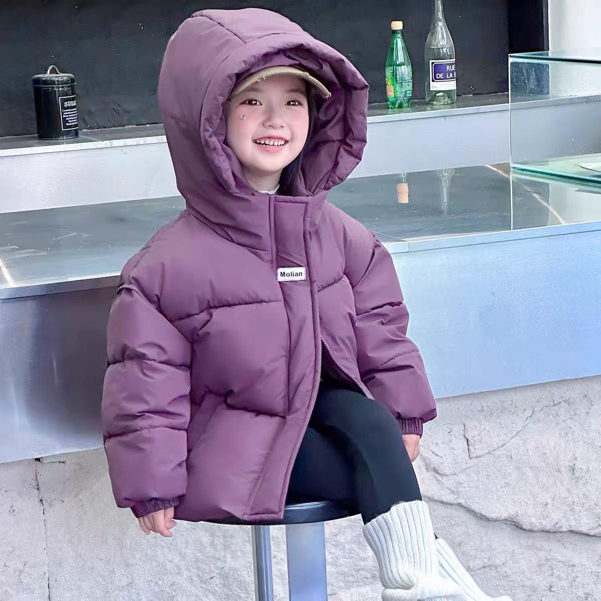 2025 Children s Unisex Down Cotton Winter Jacket - Thick & Warm 140 cm фиолетовый