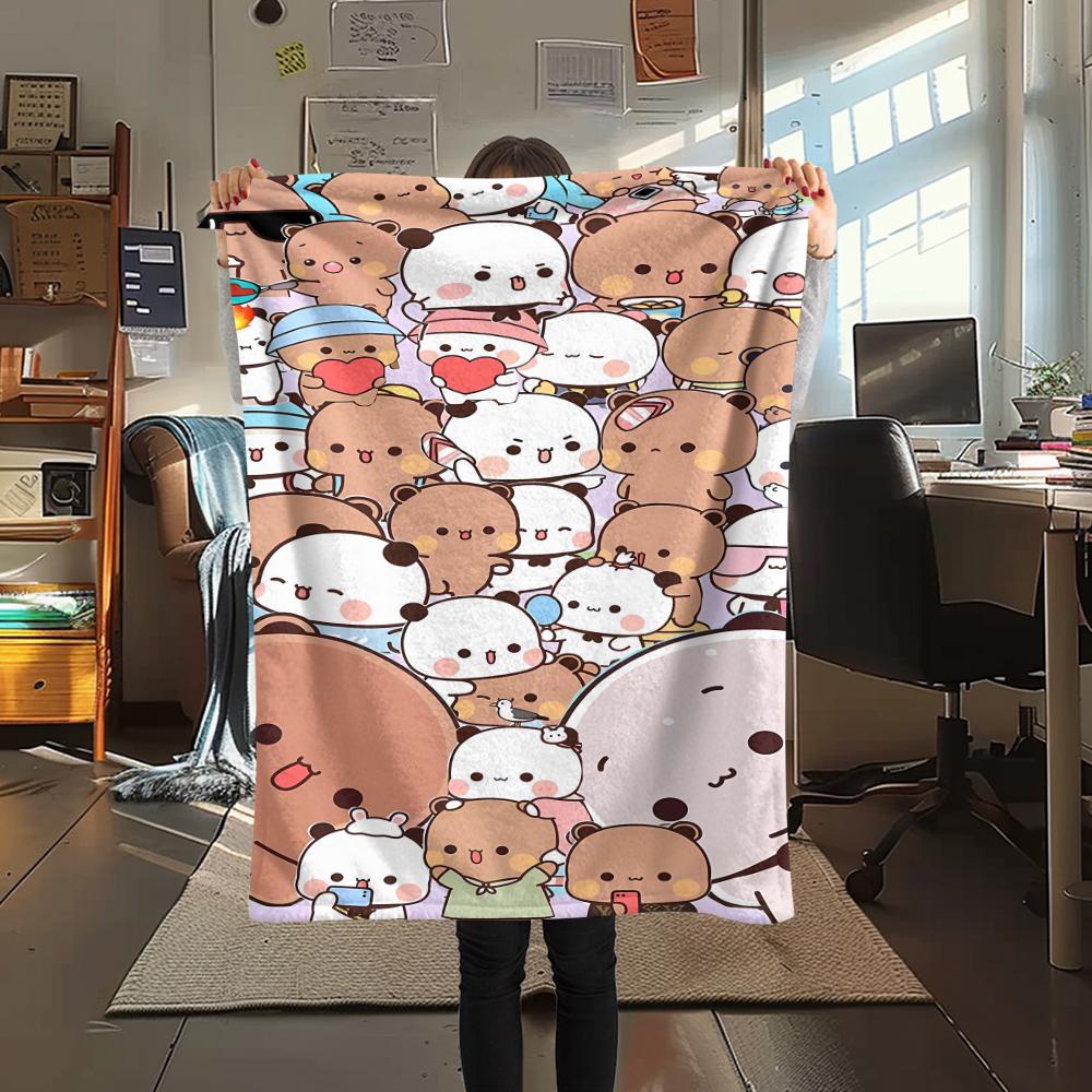 1Pc Bubu Dudu Print Flannel Blanket, High quality Comfortable for All Seasons, Home Decor, Warmth and Comfort, Perfect for Christmas Gifts