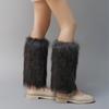 1 Pair Women Boot Cuffs Imitation Wolf Hair Plush Leg Warmers Stage Performances Halloween Christmas Costumes Outfit Accessories