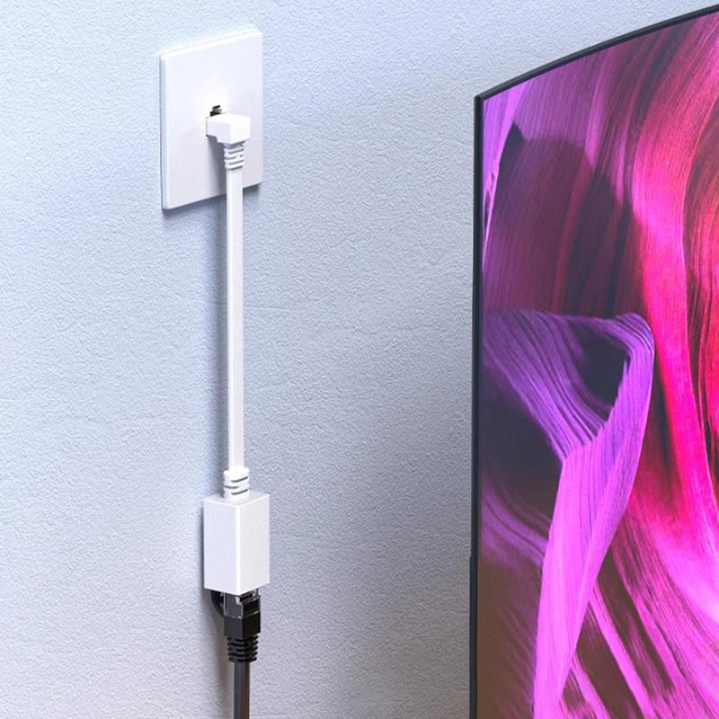 90 Graders Cat7 Nettverksforlengelseskabel Flat Ultra 10G Høyre /Venstre Vinkel Albue Nettverkskabel Rj45 Hann til Hunn Adapterledning