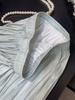 High-Waisted Retro Pleated A-Line Chiffon Skirt with Pearlescent Sheen