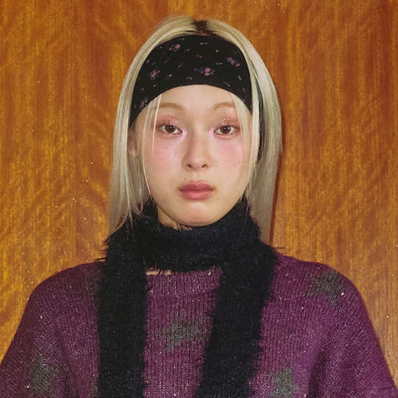 

КОКИСИ Повязка на голову с цветами (черный) black