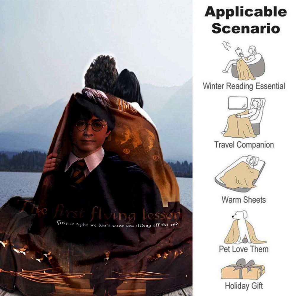 1pc Harry Potter The First Flying Lesson Flannel Blanket Soft Warm Throw for Home, Office, Travel, All-Season Cozy Bedding GiftL1231