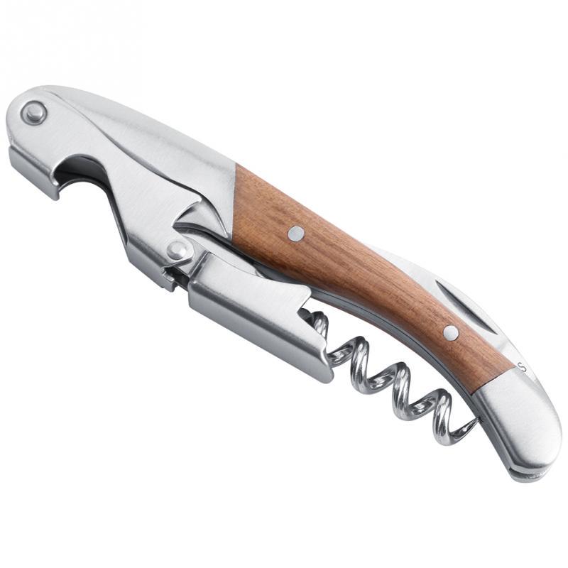 Professional Wine Opener With Wood Handle Corking Wine Cork Bottle Screw Corkscrew Wine Opener Jar Can Opener Bar Accessories