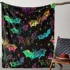 Halloween Retro Bat Digital-printed Polyester Bedroom Velvet Flannel Soft Sofa Cover Blanket Fleece Soft Sofa Cover Blankets