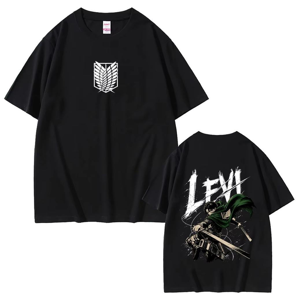 Unisex Attack On Titan Levi Ackerman Anime Manga Vintage Streetwear Loose Graphic Short Sleeve T-shirt