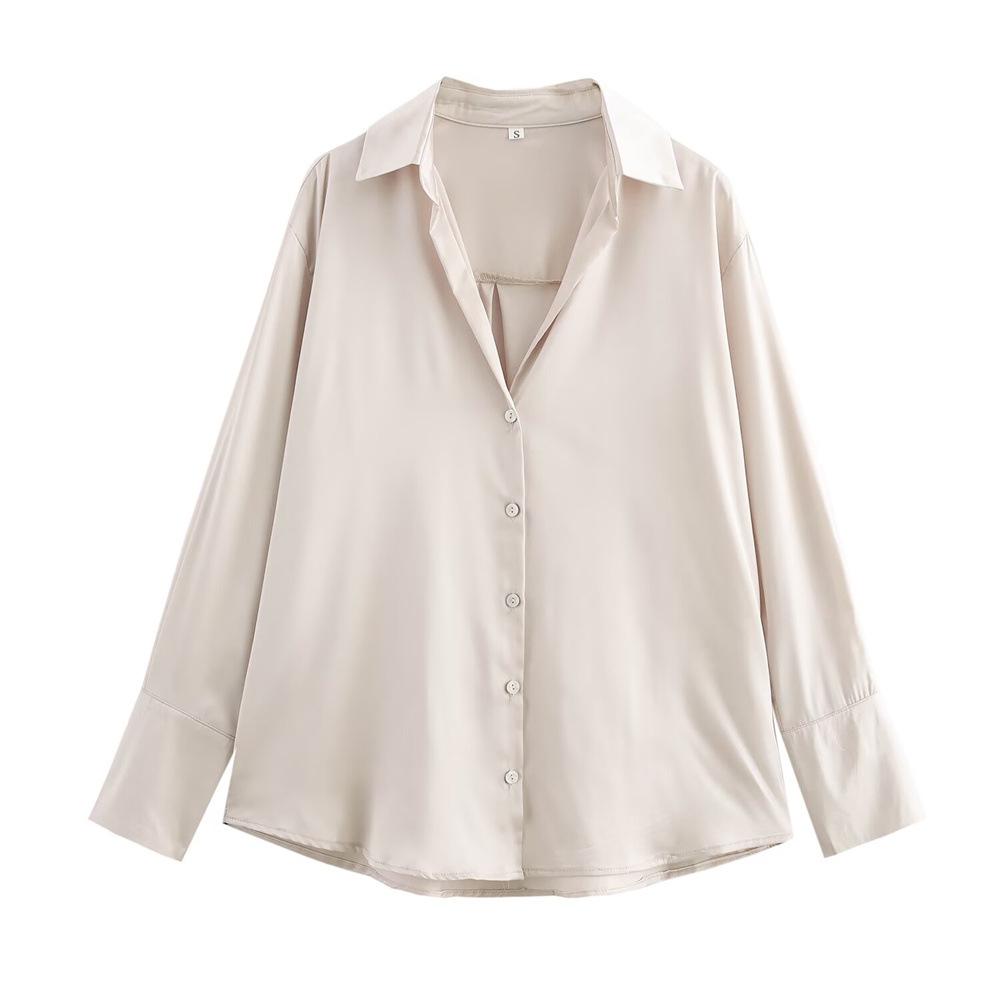 

2024 Autumn/Winter Women s Silk Satin Classic Shirt Large