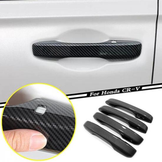 For  Honda CR-V CRV ABS Carbon Fiber Exterior Car Door Handle Cover Trim 4X