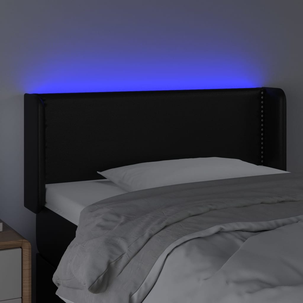 Vidaxl Zagłówek Do Łóżka Z Led, Czarny, 93X16X78/88 Cm, Sztuczna Skóra
